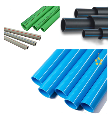 PVC PPR and HDPE pipes